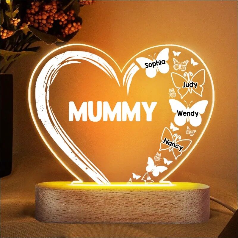 Gepersonaliseerd Nachtlampje met Vlinders Patroon Mooi Cadeau voor Lieve Moeder