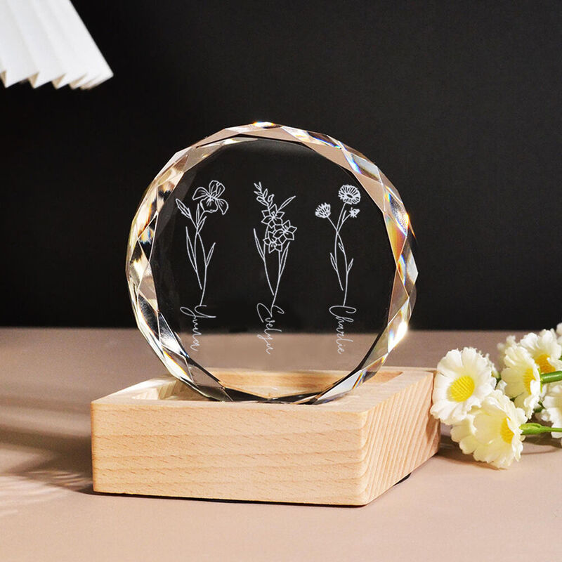 Personalized Crystal Ornament with LED Light Base Birthday Gift for Friends