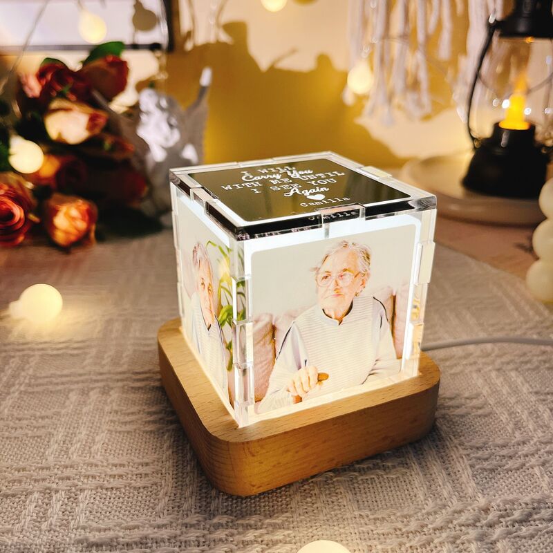 Personalized Photo Acrylic Cube Light with Custom Name Memorial Gift for Your Love