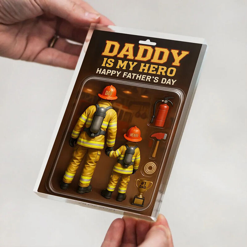 Targa personalizzata in acrilico con figura di vigile del fuoco Miglior regalo per papà