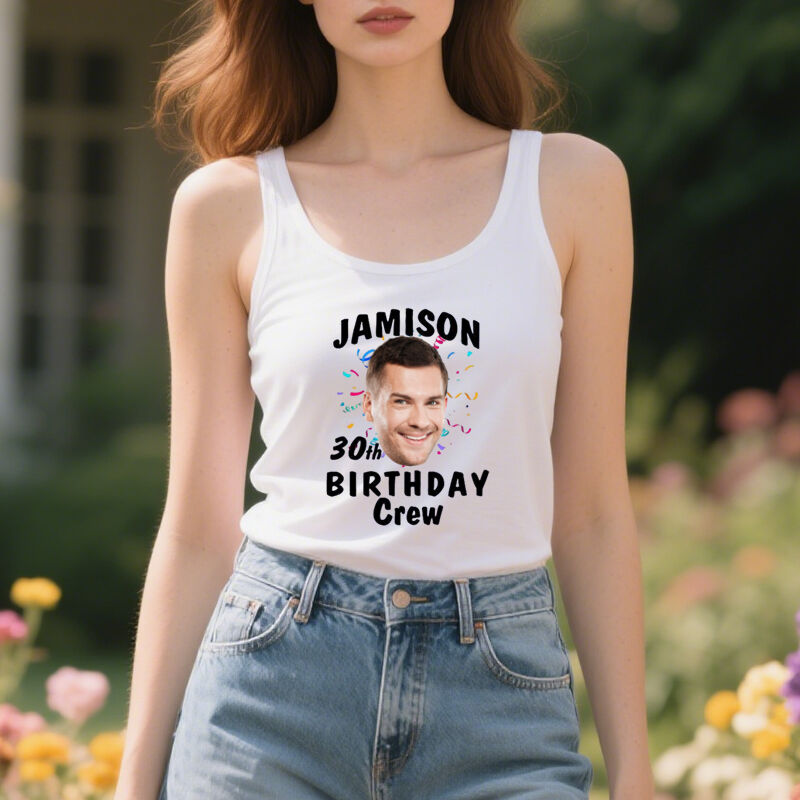 Personalized Tank Top Birthday Crew Custom Photo Funny Party Outfits Design Gift for Friend