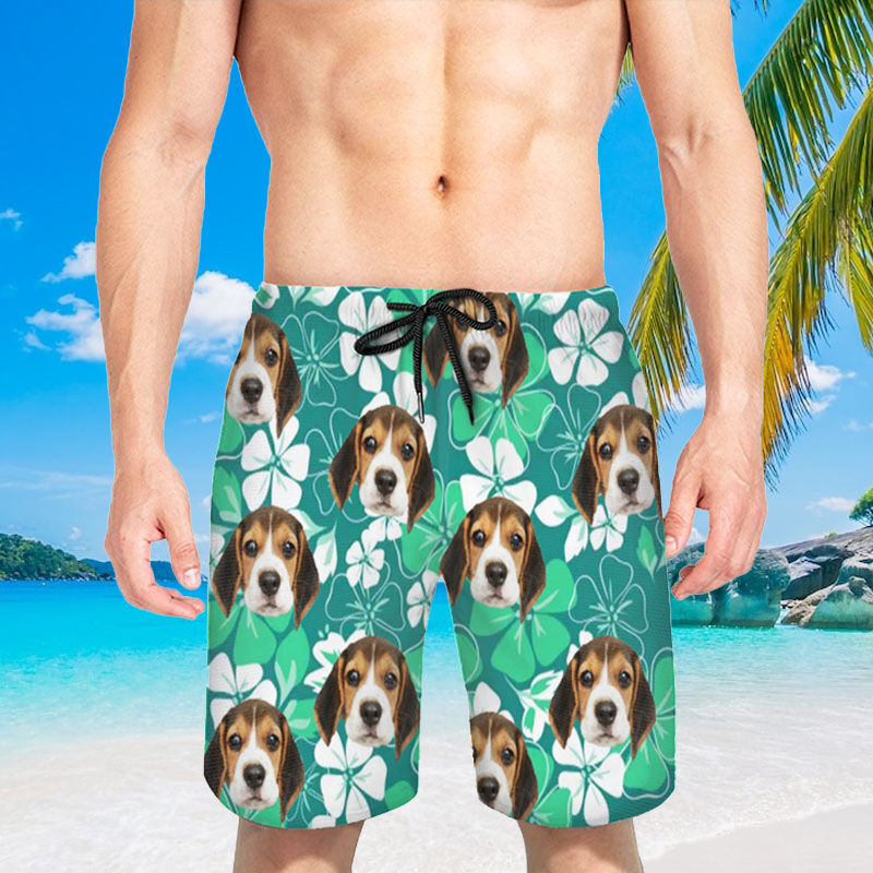 Personalized Picture Men's Beach Shorts Beautiful Gift for Family