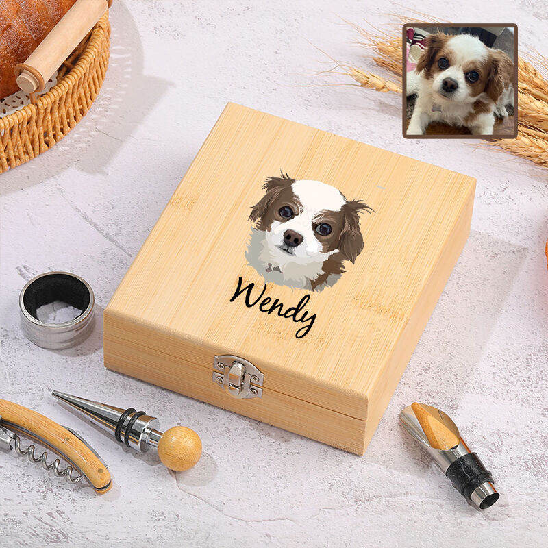 Abridor de botellas personalizado con foto de mascota, diseño de acuarela, herramienta para vino, regalo para amantes de las mascotas.