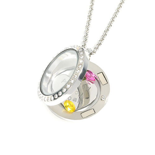 "Family" Personalized Locket Necklace With Birthstone