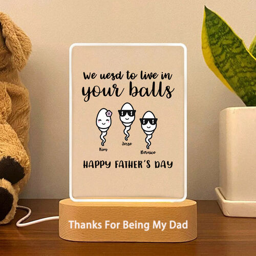 Personalisierte Acryl Plaque Lampe mit benutzerdefinierten Namen und niedlichen Muster für den Vatertag Geschenk