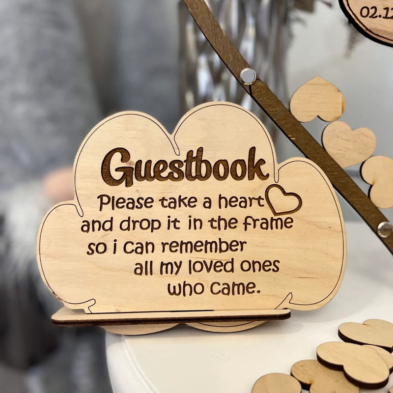 Personalisiertes Bären-Gästebuch aus Holz und Acryl mit Einlagen