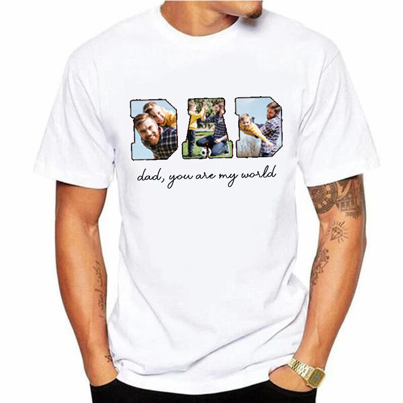 Personalized T-shirt with Custom Photos and Messages for Father's Day Gift