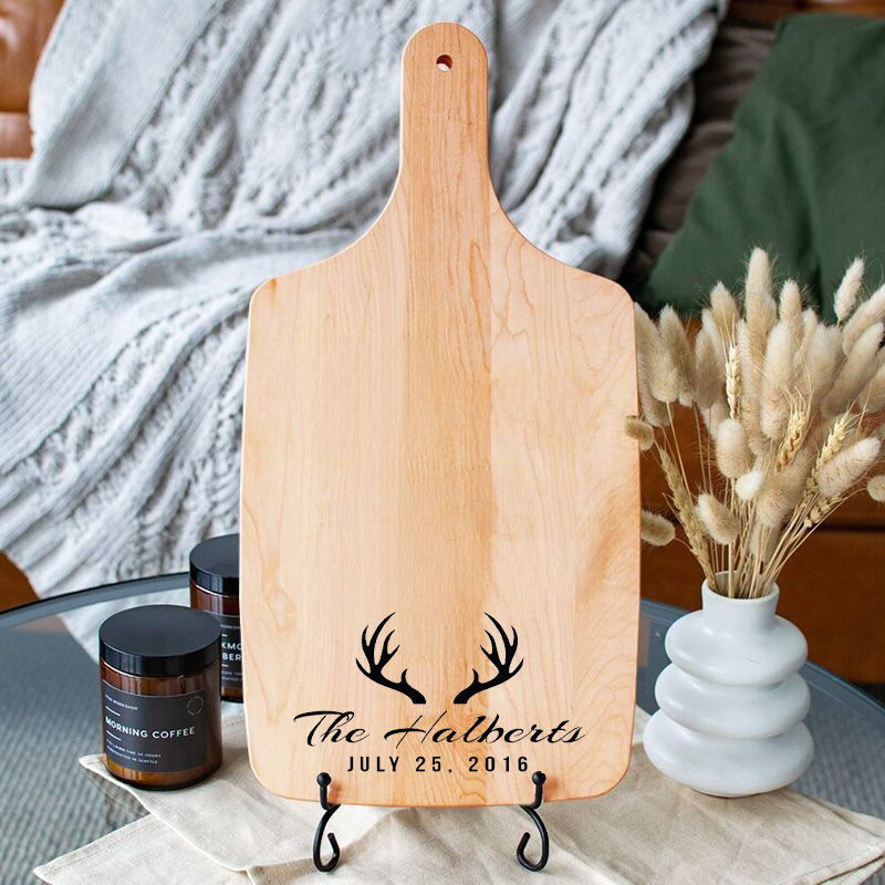 Personalized Name And Date Charcuterie Board with Antlers Precious Gift for Her