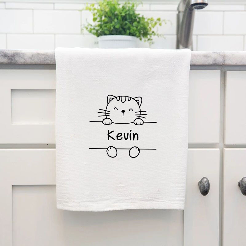 Personalized Towel with Custom Cute Kitten Name Card Design Adorable Present for Child