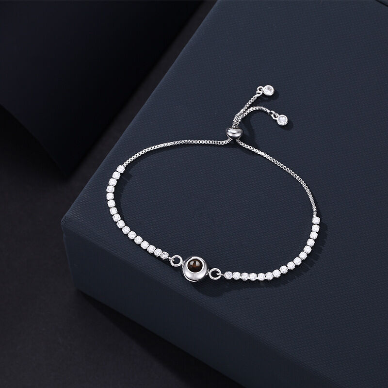 Personalized Picture Projection Bracelet With Diamond Chain Christmas Gift For Her