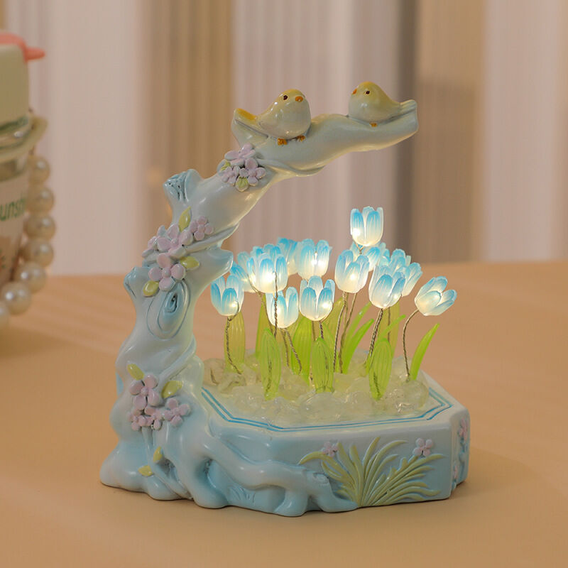 Birds And Flowers Tulip Night Light Creative Gift for Her