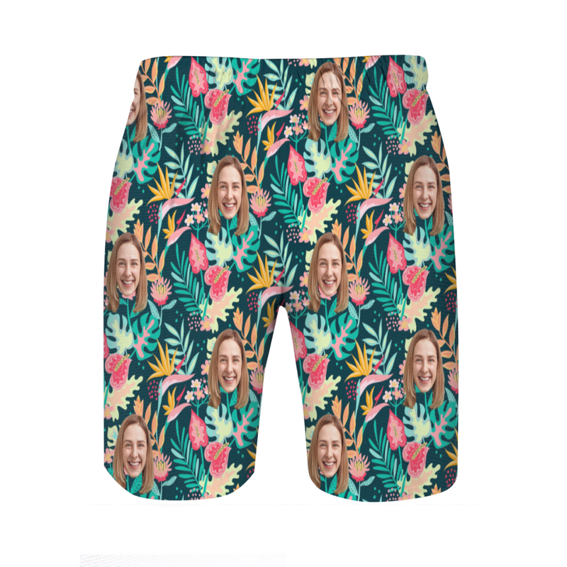 Shorts de plage Photo personnalisée  pour homme motif rouge Cadeau pour ami