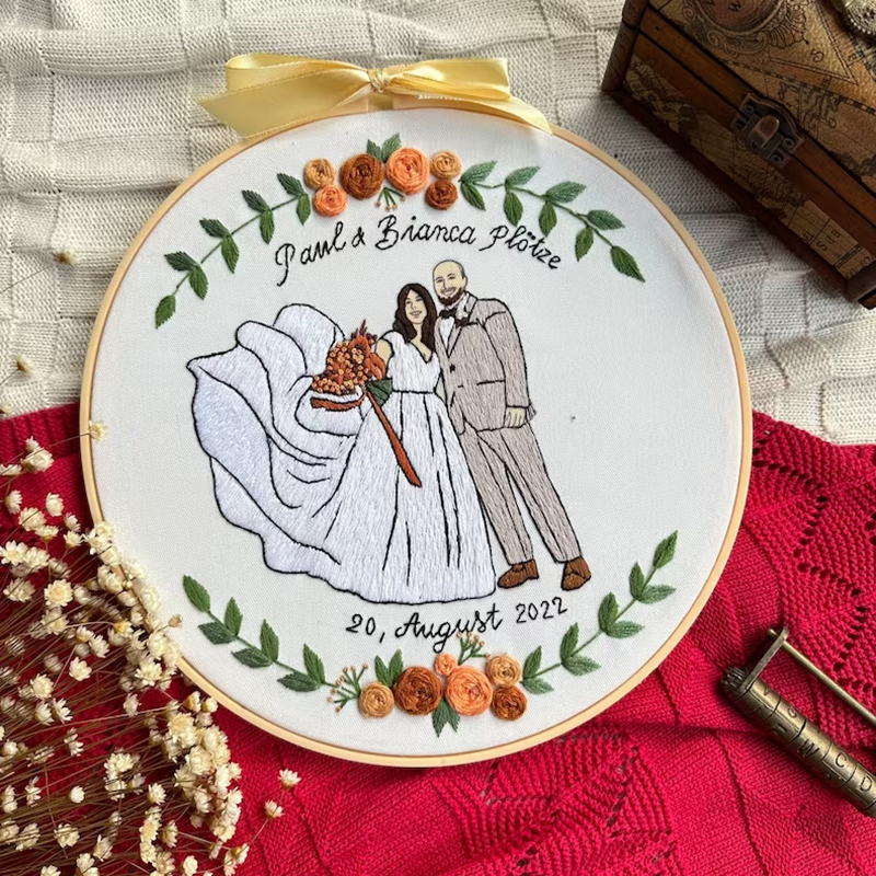 Personlig broderibåge Anpassad romantisk bröllopspresent med foto