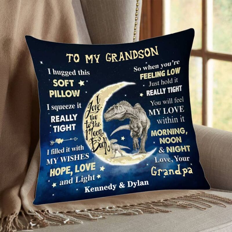 Coussin personnalisé à motif de dinosaure, cadeau chaleureux pour enfants