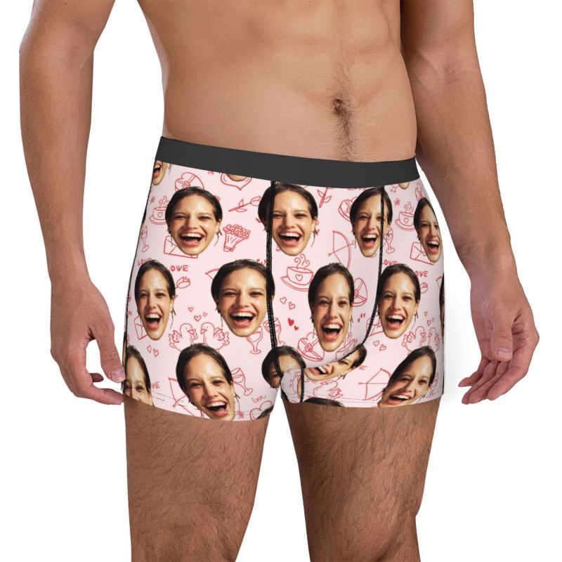 Boxer personnalisé avec photo pour homme avec motif enveloppe, cadeau idéal pour mari