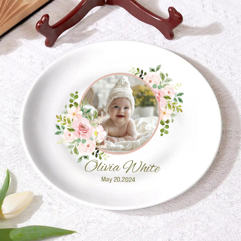 Personalized Picture Plate with Custom Name Beautiful Gift for Birthday