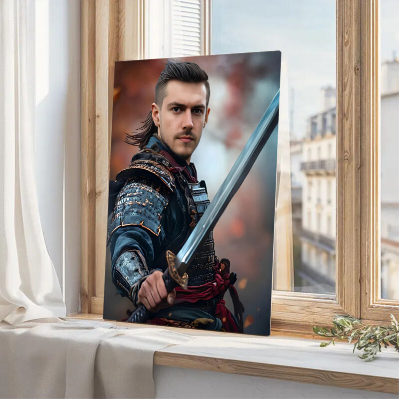 Personalized Samurai Portraits with Custom Face Swap Perfect Gift for Brother