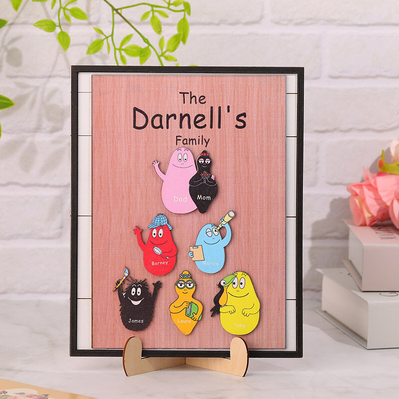Personalisierter Barbapapa Fotorahmen Niedliches Geschenk für die Familie