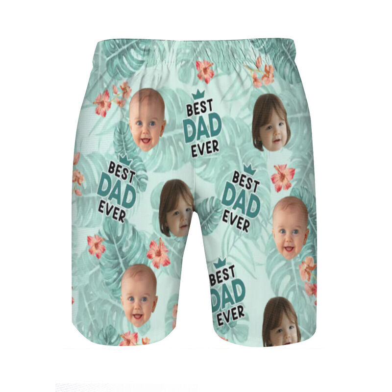 Pantaloncini da spiaggia da uomo personalizzati con foto e motivo fiori rossi Bellissimo regalo per il papà