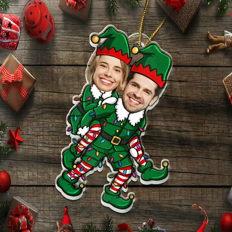 Personalisierte Weihnachtself-Ornamente individuelles Fotogeschenk zu Weihnachten