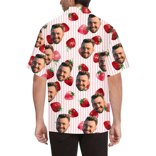 Custom Face Fresh Strawberry Men's All Over Print Hawaiian Shirt