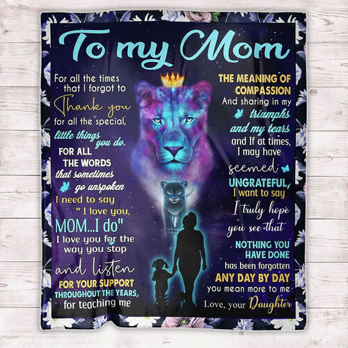 Personalisierte Flanelldecke Löwenkrone Muster Decke Geschenk von Tochter für Mama