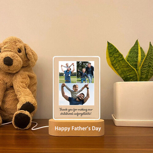 Lampada a placca in acrilico personalizzata con foto e testi personalizzati per il miglior papà
