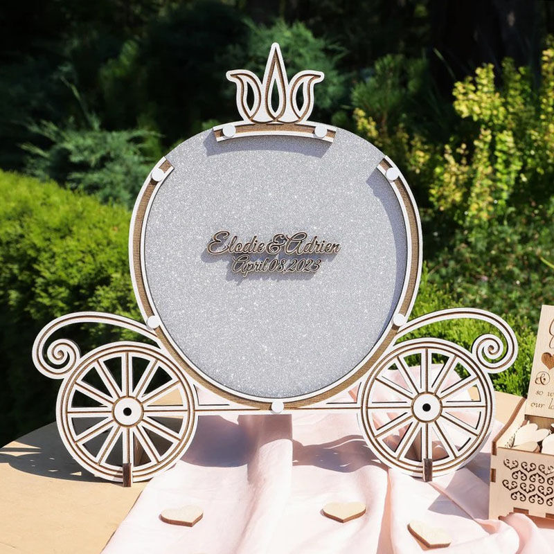 Personalized Pumpkin Cart Wooden Acrylic Custom Name Guest Book with Inserts Box
