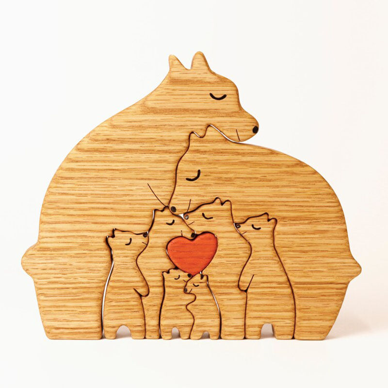 Personalized Wooden Bear Custom Family Names Puzzle Meaningful Gift