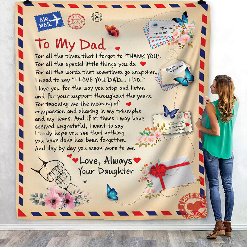 Stylish Love Letter Blanket Warm Present for Best Father "I Forgot To Thank You"