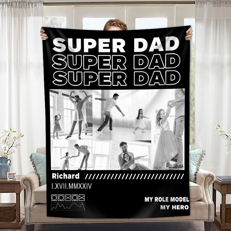 Personalized Picture Blanket with Simple Design Cool Gift for Dad