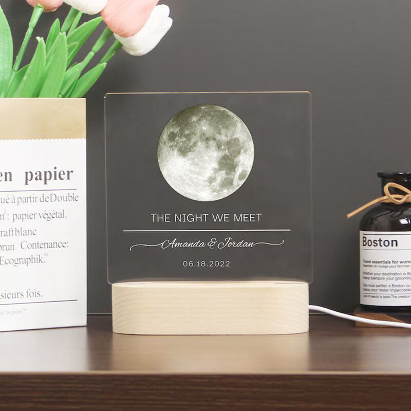 Personalized Moon Phase Picture Night Light Simple Style Creative Present for Couples