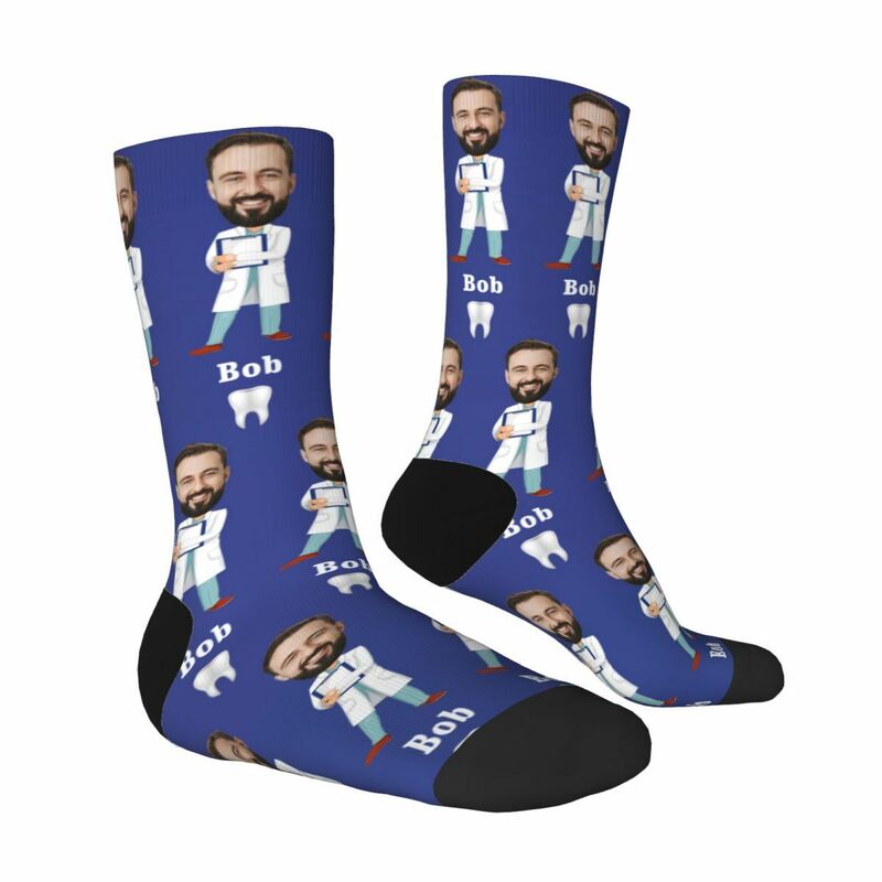 Personalized Face Socks Funny Photos Mid-Calf Socks Gifts for Dentists