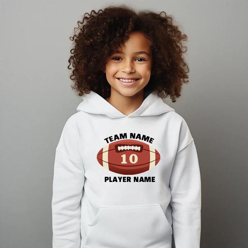Sudaderas con capucha para niños personalizadas con nombre personalizado y gráficos de rugby para fanáticos de los deportes