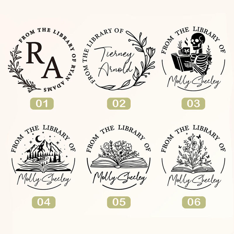 "From the Library" Series Personalized Name Embosser Library Stamp for Friends Who Love Reading