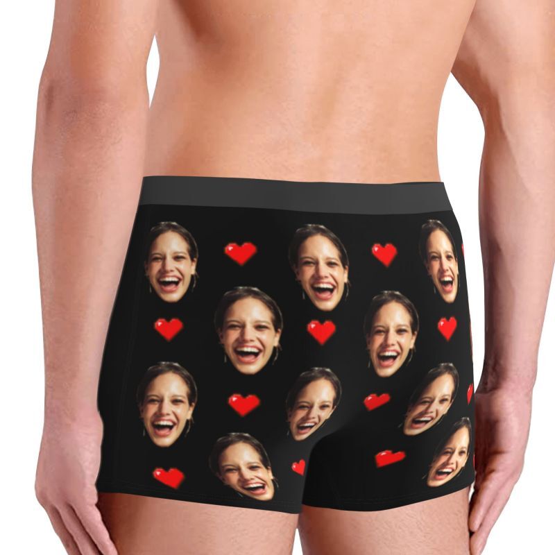 Personalized Picture Men's Underwear Boxer Briefs with Face ID Pattern Unique Gift for Boy Friend