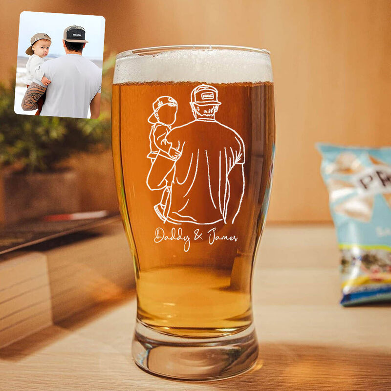 Personalisiertes Foto-Bierglas mit individuellem Namen Wunderbares Geschenk für die Familie