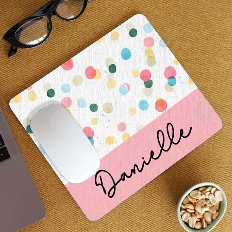 Tapis de souris personnalisé à pois colorés Cadeau pour les amis