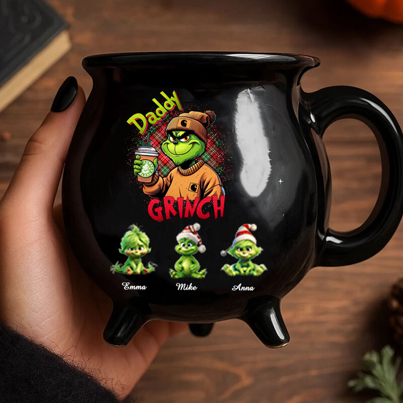 Personalized Grinch Daddy Cauldron Coffee Mug with Name on It Gift for Dad