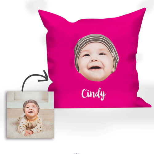 Cuscino fotografico personalizzato con viso del bambino