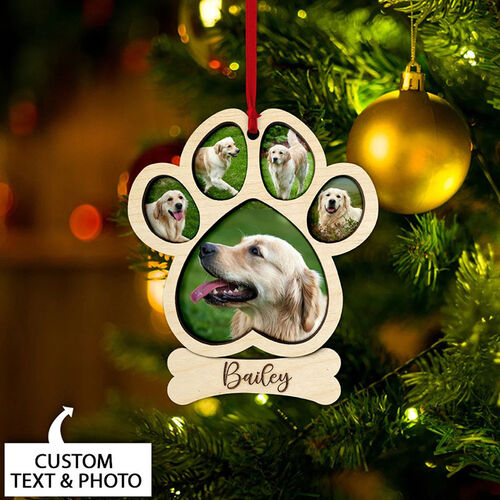 Personalized Paw Shape Custom Pet Photo Christmas Tree Decoration for Pet