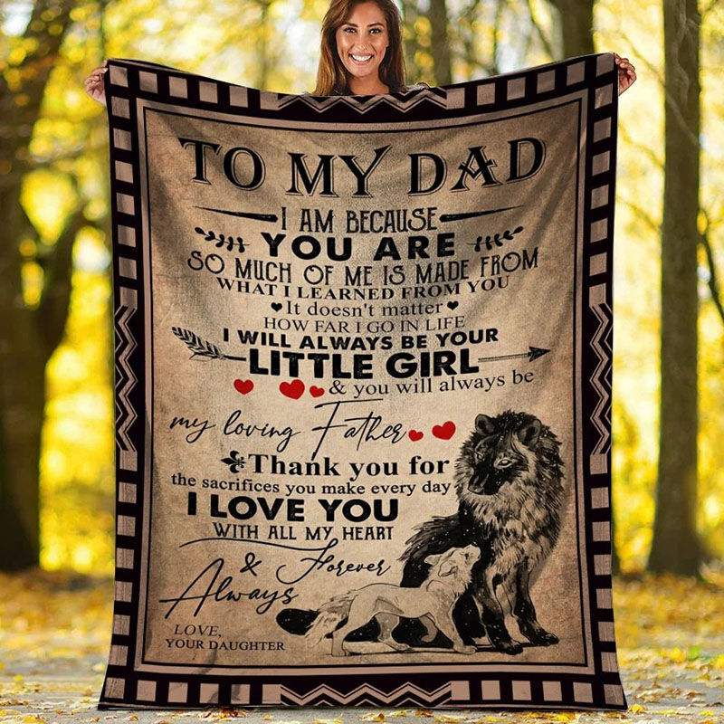 I'll Always be Your Little Girl Personalized Love Letter Blanket Daughter Gives Dad Christmas Gift
