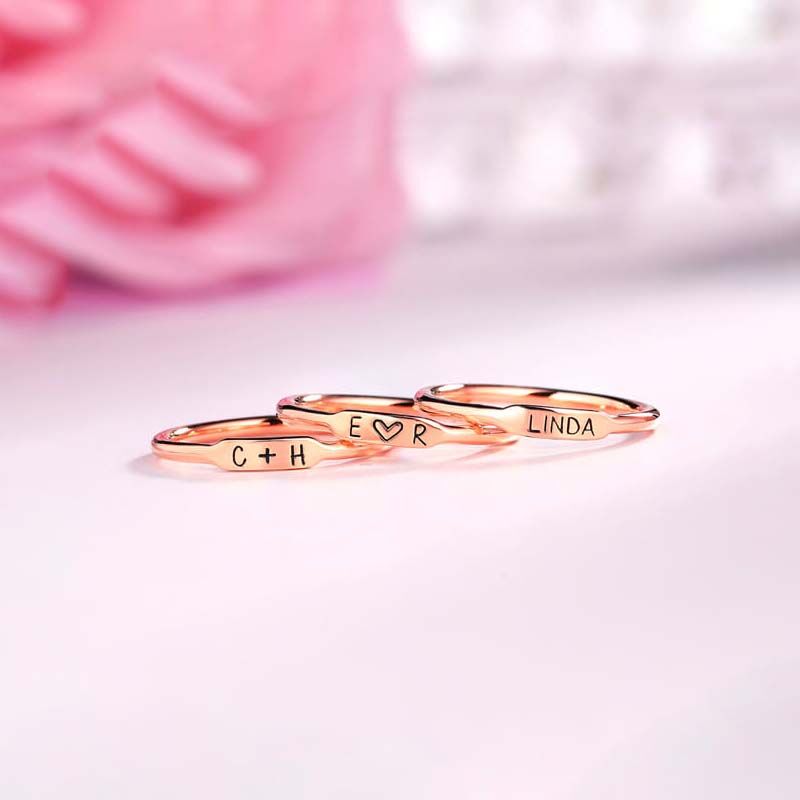 Personalized Stackable Bar Ring