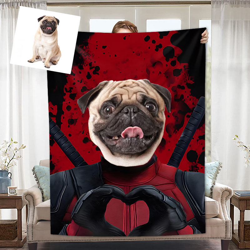 Custom Picture Blanket with Unique Heart Pattern Beautiful Present for Pet Lover