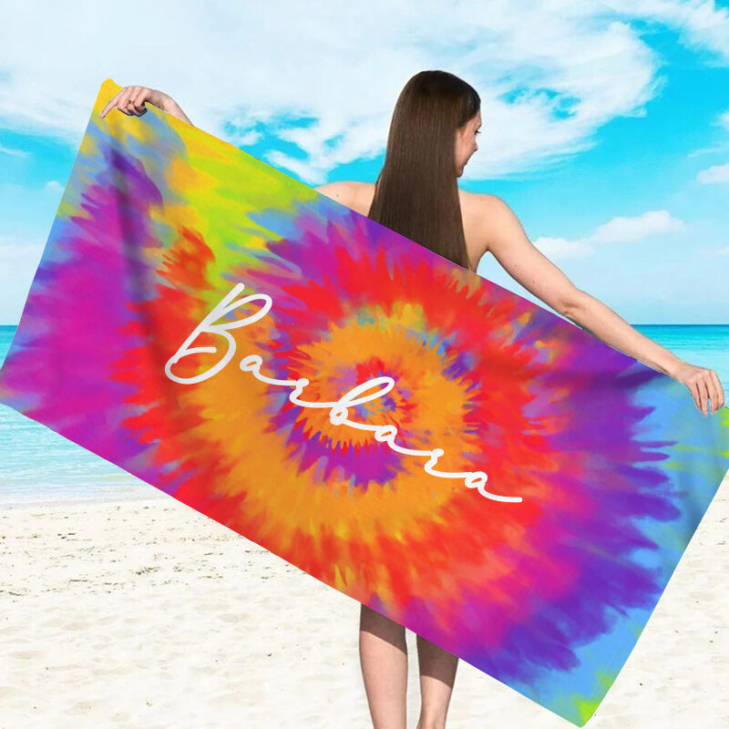 Personalized Name Bath Towel with Colorful Background Special Design Gift for Christmas