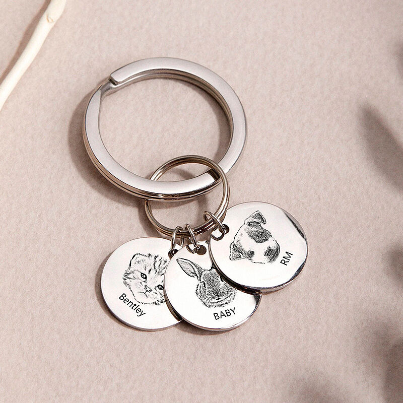 Personalisierte Schlüsselanhänger benutzerdefinierte Fotos Haustier Porträt und Name Einzigartiges Geschenk für Tierliebhaber