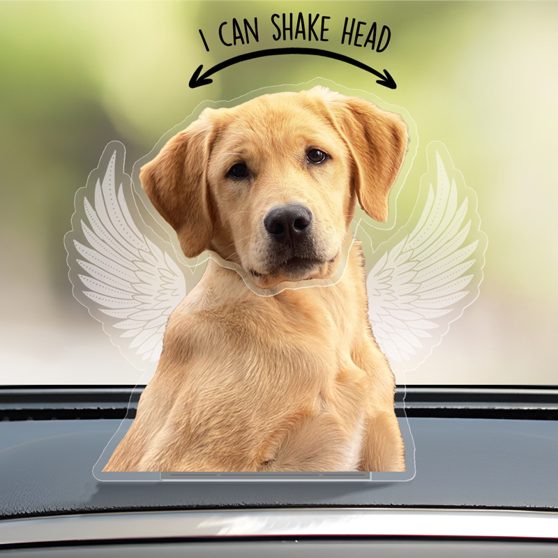 Personalized Bobblehead Acrylic Stand Custom Pet Photo Wings Design Memorial Gift for Pet Lover