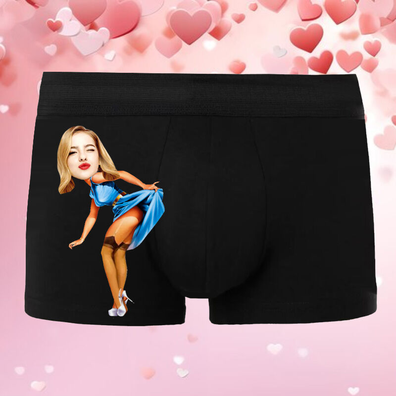 Personalized Picture Men's Underwear Boxer Briefs with Sexy Girl Pattern Best Valentine's Day Gift