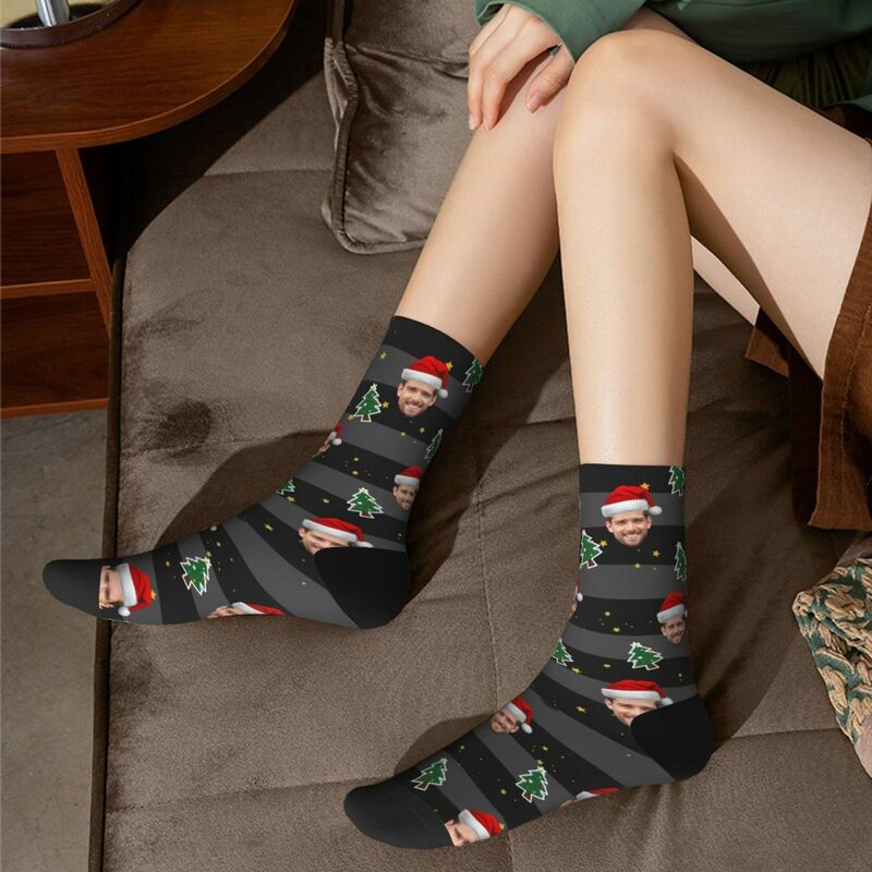 Chaussettes personnalisées pour hommes avec motif d'arbre de Noël, cadeau de Noël pour lui