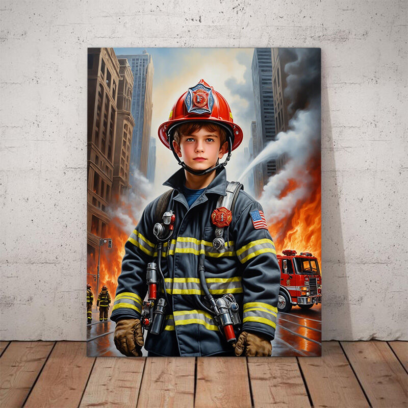 Personalized Firefighter Portraits with Custom Face Swap Best Gift for Child